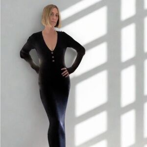 G Label by Goop Navy Maxi Sweater Dress with Button Accents